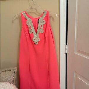 Pink Sleeveless Dress with gold Embellishments
